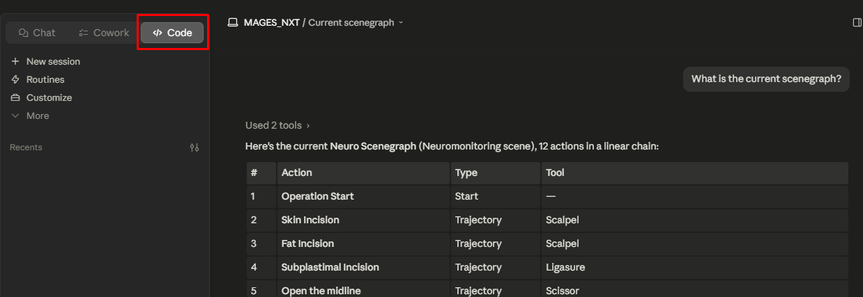 Agentic AI used with Claude Desktop from the Code tab